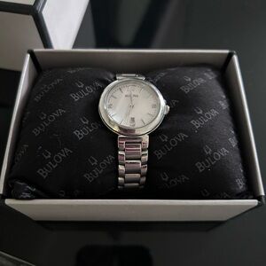 Bulova Silver-Tone Watch with Black Cushion